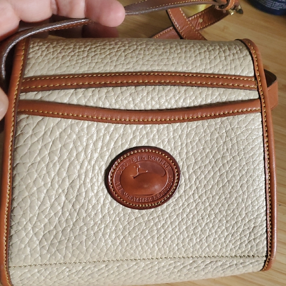 Dooney & Bourke Cream and Tan Leather Crossbody Mini Bag - Picture 13 of 13